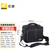 尼康（Nikon） 原装定制单反/微单相机包 斜挎包单肩包（一机两镜） 黑色方包